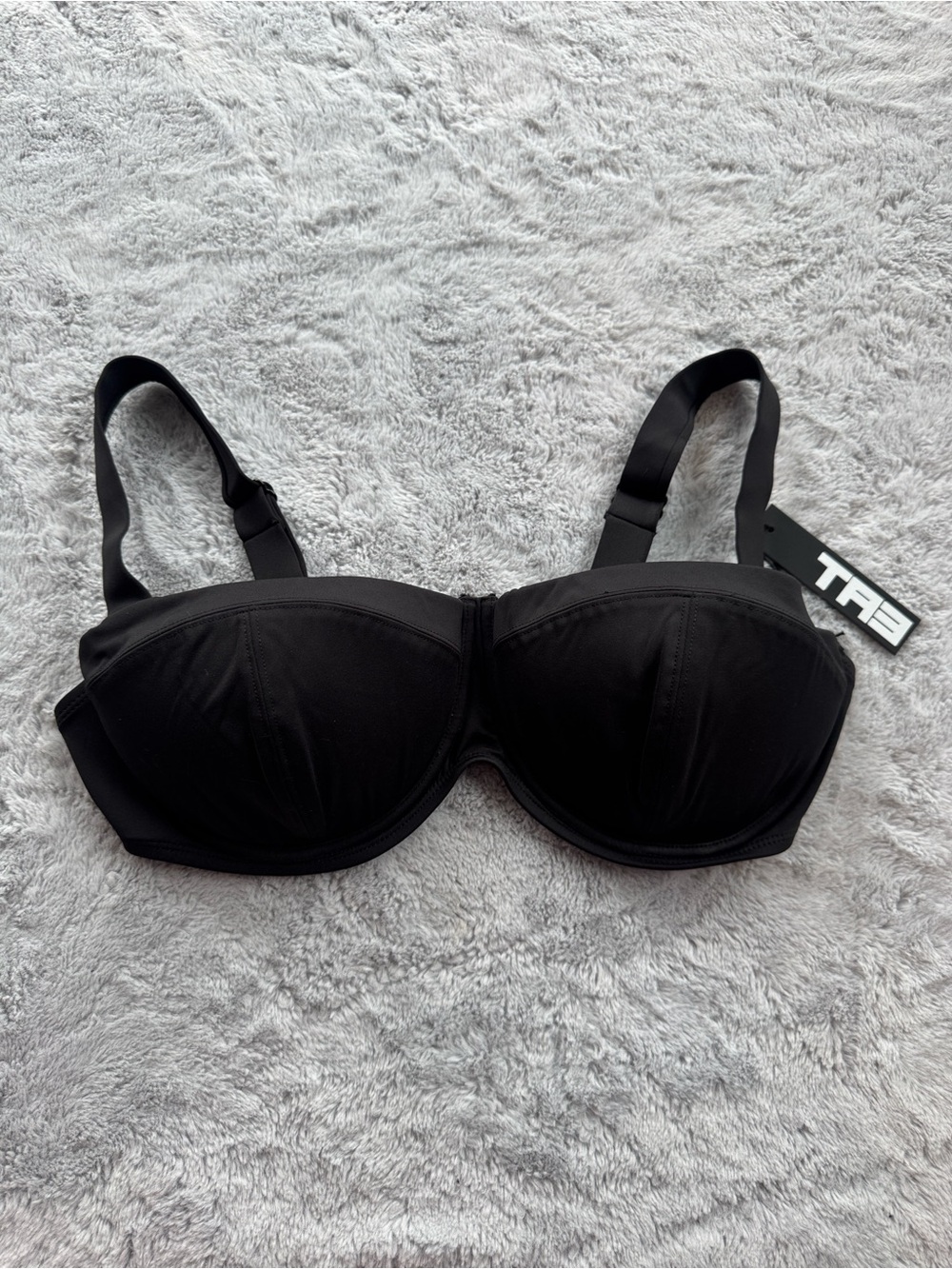 TA3 Busty Bra Top Underwire Bikini Top Black Large F/G